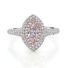 .99CT WHITE & PINK DIAMOND 18KT WHITE GOLD 3D MARQUISE & ROUND ENGAGEMENT RING