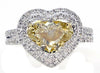 2.61CT WHITE & FANCY YELLOW DIAMOND 18KT 2 TONE GOLD HEART SHAPE ENGAGEMENT RING