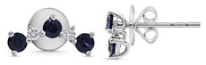 .66CT DIAMOND & AAA SAPPHIRE 14K WHITE GOLD CLASSIC V SHAPE EAR CLIMBER EARRINGS
