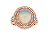 LARGE 3.95CT DIAMOND & AAA OPAL 14KT ROSE GOLD OVAL TRIPLE HALO ENGAGEMENT RING