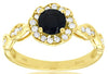 1.07CT DIAMOND & AAA SAPPHIRE 14KT YELLOW GOLD ROUND FLOWER FRIENDSHIP LOVE RING