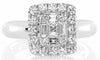 ESTATE .86CT DIAMOND 18KT WHITE GOLD ROUND & BAGUETTE SQUARE CLUSTER HALO RING