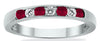 ESTATE .48CT DIAMOND & AAA RUBY 14KT WHITE GOLD 7 STONE WEDDING ANNIVERSARY RING