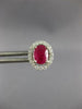 ESTATE 2.41CT DIAMOND & AAA RUBY 14KT WHITE GOLD 3D OVAL & ROUND STUD EARRINGS