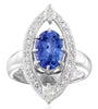 3.03CT DIAMOND & AAA TANZANITE 18KT WHITE GOLD OVAL ROUND & MARQUISE SHAPE RING