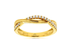 ESTATE .16CT DIAMOND 14KT YELLOW GOLD 3D TWO ROW INFINITY CRISS CROSS LOVE RING