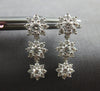 1.46CT DIAMOND 14KT WHITE GOLD MULTI FLOWER PAST PRESENT FUTURE HANGING EARRINGS