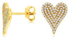 ESTATE .35CT DIAMOND 14KT 2 TONE GOLD 3D PAVE HEART SHAPE LOVE STUD EARRINGS