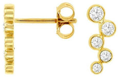 ESTATE .33CT DIAMOND 14KT YELLOW GOLD CLASSIC 5 STONE BEZEL FUN HANGING EARRINGS