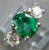 1.69CT DIAMOND & AAA EMERALD 14KT WHITE GOLD OVAL & ROUND ENGAGEMENT RING #27583