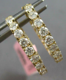 1.06CT DIAMOND 14KT YELLOW GOLD 3D ROUND INSIDE OUT OVAL HUGGIE HANGING EARRINGS