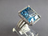 8.36CT DIAMOND & AAA LIGHT BLUE TOPAZ 14K WHITE GOLD 3D CUSHION & ROUND FUN RING