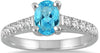 1.23CT DIAMOND & AAA BLUE TOPAZ 14KT WHITE GOLD 3D OVAL & ROUND LUCIDA FUN RING