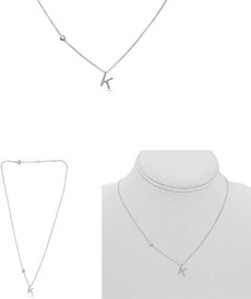 .09CT DIAMOND 14KT WHITE GOLD ROUND INITIAL K SOLITAIRE BY THE YARD FUN NECKLACE