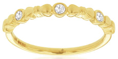 ESTATE .11CT DIAMOND 14KT YELLOW GOLD 3D CLASSIC ROUND THREE STONE BOW FUN RING