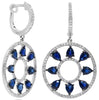3.77CT DIAMOND & AAA SAPPHIRE 14KT WHITE GOLD 3D PEAR SHAPE & ROUND FUN EARRINGS