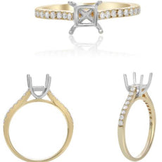 .27CT DIAMOND 14KT WHITE & YELLOW GOLD 3D ROUND & SQUARE LUCIDA ENGAGEMENT RING
