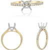 .27CT DIAMOND 14KT WHITE & YELLOW GOLD 3D ROUND & SQUARE LUCIDA ENGAGEMENT RING