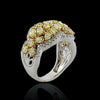 WIDE 4.12CT WHITE & CANARY DIAMOND 18KT TWO TONE GOLD LOVE KNOT ANNIVERSARY RING