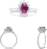 1.22CT DIAMOND & AAA PINK SAPPHIRE 18KT WHITE GOLD OVAL & ROUND ENGAGEMENT RING