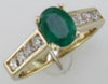 ESTATE 1.70CT DIAMOND & AAA EMERALD 14K YELLOW GOLD OVAL & ROUND ENGAGEMENT RING