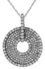 1.08CT DIAMOND 14K WHITE GOLD 3D CLASSIC MULTI ROW CIRCULAR FUN FLOATING PENDANT