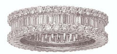 WIDE 3.19CT DIAMOND 18K WHITE GOLD 3D ROUND & BAGUETTE ETERNITY ANNIVERSARY RING