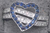 ESTATE .45CT DIAMOND & AAA SAPPHIRE 14KT WHITE GOLD CLASSIC OPEN HEART LOVE RING