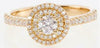 ESTATE .30CT DIAMOND 18KT ROSE GOLD 3D CLASSIC DOUBLE HALO ROUND ENGAGEMENT RING