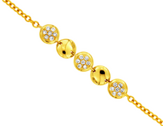 ESTATE .11CT DIAMOND 14KT YELLOW GOLD 3D MULTI FLOWER BY THE YARD FUN BRACELET