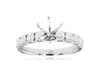 ESTATE 1.05CT DIAMOND 14KT WHITE GOLD 9 STONE 4 PRONG SEMI MOUNT ENGAGEMENT RING