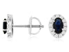 .74CT DIAMOND & AAA SAPPHIRE 14KT WHITE GOLD OVAL FLOWER SCREWBACK STUD EARRINGS