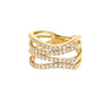 ESTATE .86CT DIAMOND 18KT YELLOW GOLD 3D CLASSIC MULTI ROW FUN RING