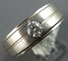ESTATE WIDE .44CT DIAMOND 14KT WHITE GOLD 3D SOLITAIRE MATTE & SHINY MENS RING