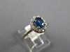 ESTATE .74CT DIAMOND & AAA SAPPHIRE 14K WHITE GOLD OVAL & ROUND FLOWER LOVE RING