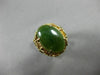 ANTIQUE LARGE AAA GREEN JADE 14KT YELLOW GOLD FILIGREE FLOWER FUN RING #19565