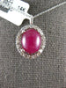 5.35CT DIAMOND & AAA CABOCHON RUBY 14KT WHITE GOLD OVAL & ROUND FLOATING PENDANT