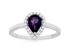 .77CT DIAMOND & AAA AMETHYST 14KT WHITE GOLD PEAR SHAPE & ROUND HALO LOVE RING