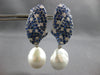 ESTATE LARGE 9.95CT DIAMOND & AAA SAPPHIRE & SOUTH SEA PEARL 18K WHITE GOLD 3D EARRINGS