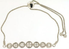 0.50CT DIAMOND 14KT WHITE GOLD BEZEL 7 STONE GRADUATING ADJUSTABLE LOVE BRACELET