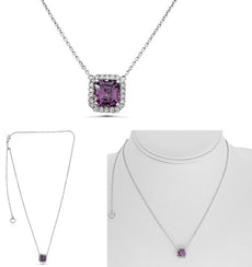 2.21CT DIAMOND & AAA EMERALD 18K WHITE GOLD 3D EMERALD CUT & ROUND LOVE NECKLACE