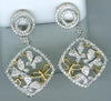 1.28CT DIAMOND 14KT 2 TONE GOLD 3D MULTI BUTTERFLY GEOMETRICAL HANGING EARRINGS