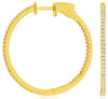 ESTATE .50CT DIAMOND 14K YELLOW GOLD 3D CLASSIC HOOP INSIDE OUT HANGING EARRINGS