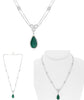 LARGE 4.23CT DIAMOND & AAA EMERALD 18K TWO TONE GOLD PEAR SHAPE & ROUND NECKLACE