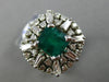 ANTIQUE LARGE 4.43CT DIAMOND & EMERALD 14KT WHTIE GOLD 3D SQUARE ENGAGEMENT RING