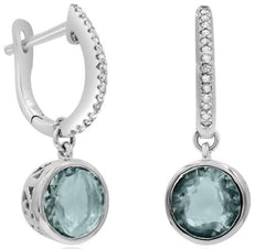 2.61CT DIAMOND & AAA GREEN AMETHYST 14KT WHITE GOLD 3D ROUND TEAR DROP EARRINGS