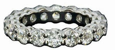 3.65CT DIAMOND 18KT WHITE GOLD 3D ROUND SHARED PRONG ETERNITY ANNIVERSARY RING