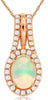 1.14CT DIAMOND & AAA OPAL 14K ROSE GOLD 3D OVAL & ROUND CLASSIC HALO FUN PENDANT