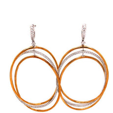LARGE 2.10CT DIAMOND 18KT WHITE & ROSE GOLD 3D MULTI CIRCULAR TRINITY EARRINGS