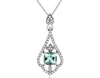 ESTATE 1.14CT DIAMOND & AAA AQUAMARINE 14KT WHITE GOLD 3D CUSHION FLOWER PENDANT